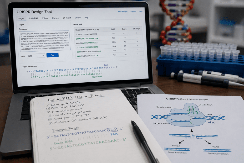 Guide RNA Design for CRISPR: Rules, Tools & Real Examples